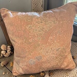 Vintage Paisley Tapestry Pillow Soft Pink Blue Off White Boho Chic Cushion